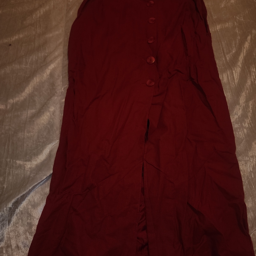 Tribal Deep Red A-Line Skirt with Buttons